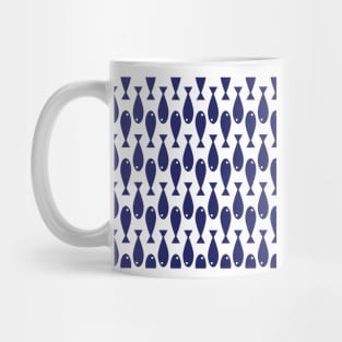 Simple Navy Fish Geometric Pattern Mug